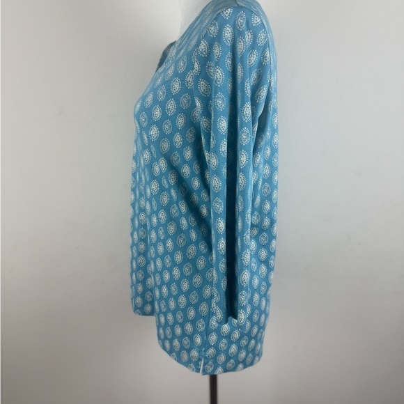 L.L. Bean 100% Supima Cotton Tunic Top Blue Print Size‎ M - Picture 5 of 11
